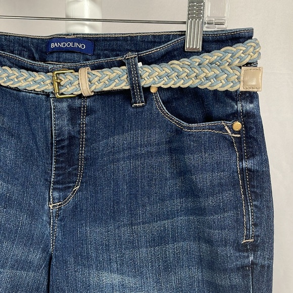 Dark Wash Belted Denim Bermudas Mid Rise Distressed Jean Shorts Women's 6 - Picture 6 of 15